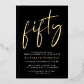 Chic Script 50th Birthday Party 箔招待状 (正面)