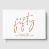 Chic Script 50th Birthday Party Rose Gold ゲストブック (正面)