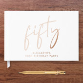 Chic Script 50th Birthday Party Rose Gold ゲストブック