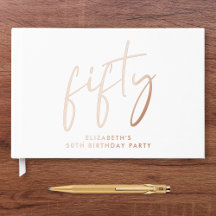 Chic Script 50th Birthday Party Rose Gold