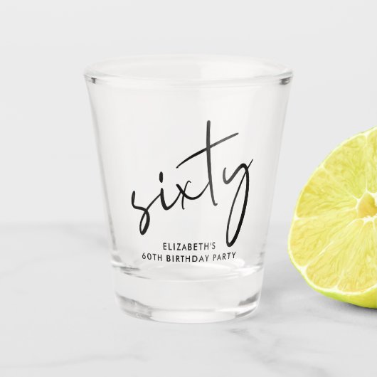 Chic Script 60th Birthday Party ショットグラス (正面)