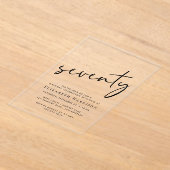 Chic Script 70th Birthday Party アクリル招待状 (レイダウン)