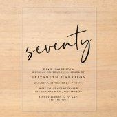 Chic Script 70th Birthday Party アクリル招待状 (正面)