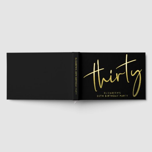 Chic Script Black 30th Birthday Party ゲストブック (全面)