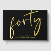 Chic Script Black 40th Birthday Party ゲストブック (正面)
