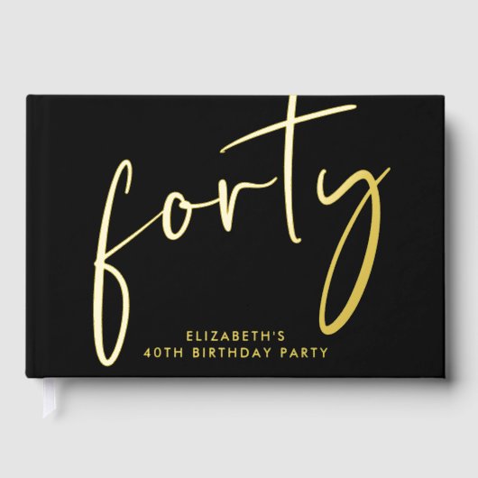 Chic Script Black 40th Birthday Party ゲストブック (正面)