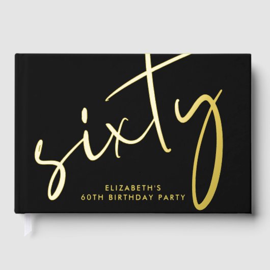 Chic Script Black 60th Birthday Party ゲストブック (正面)