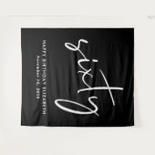Chic Script Black 60th Birthday Party タペストリー (正面(横))