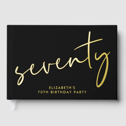 Chic Script Black 70th Birthday Party ゲストブック (正面)