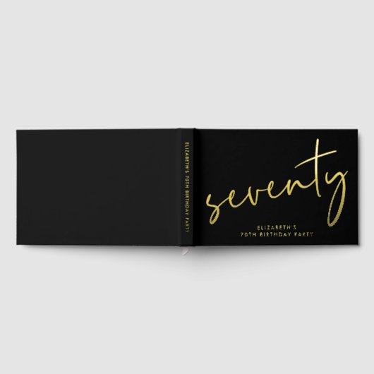 Chic Script Black 70th Birthday Party ゲストブック (全面)
