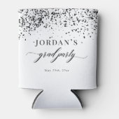 Chic Script Black Confetti Graduation 缶クーラー (正面)