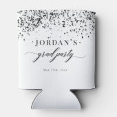 Chic Script Black Confetti Graduation 缶クーラー (裏面)