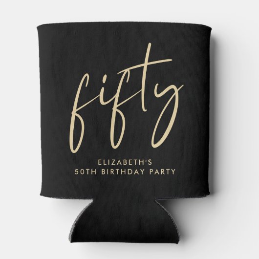 Chic Script Black Gold 50th Birthday Party 缶クーラー (裏面)