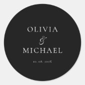 Chic Script Black Minimalist Wedding ラウンドシール (正面)