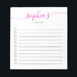 Chic Script Bright Pink Notepadのリストを表示するには ノートパッド<br><div class="desc">シンプルTo Do List with your name and chic script.</div>