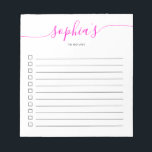 Chic Script Bright Pink Notepadのリストを表示するには ノートパッド<br><div class="desc">シンプルTo Do List with your name and chic script.</div>