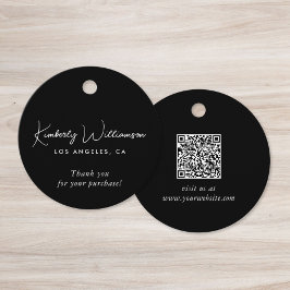 Chic Script Business QR Code Thank You Gift Tag フェイバータグ
