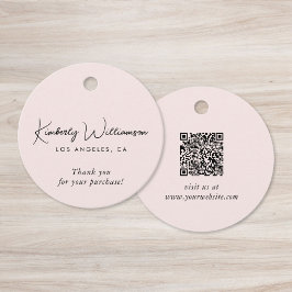 Chic Script Business QR Code Thank You Gift Tag フェイバータグ