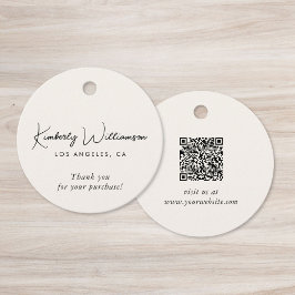 Chic Script Business QR Code Thank You Gift Tag フェイバータグ