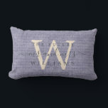 Chic Script Future Mr. Monogram Blue Linen ランバークッション<br><div class="desc">未来エレガントmr keepsake blue織麻の効果枕オフブラックのシックな手書きの台本の書道にあなたのテキスト。単にあなたの名前とモノグラムを追加しなさい。ブライダルシャワー、婚約、バレンタインデーに最適なギフト。Happy Dolphin Studio専用。おもしし救済連絡はhappydolphinstudio@outlook.comまでお電話ください。</div>