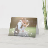 Chic Script Hand Lettered Photo'結婚s Thank You カード (正面)