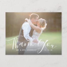Chic Script Hand Lettered Photo'結婚s Thank You ポストカード