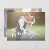Chic Script Hand Lettered Photo'結婚s Thank You ポストカード (正面/裏面)