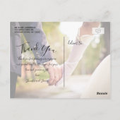 Chic Script Hand Lettered Photo'結婚s Thank You ポストカード (裏面)