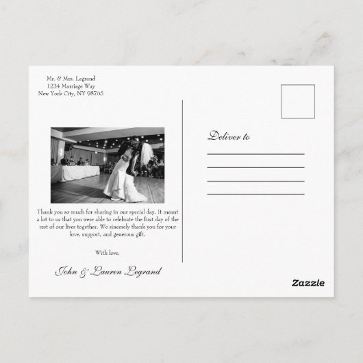 Chic Script Lettered'結婚's Thank You ポストカード (裏面)