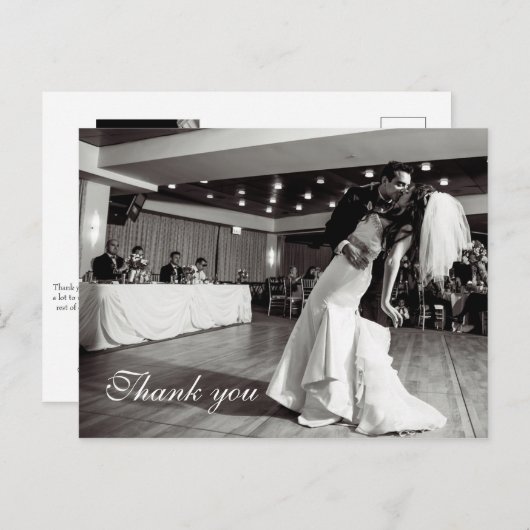 Chic Script Lettered'結婚's Thank You ポストカード (正面/裏面)