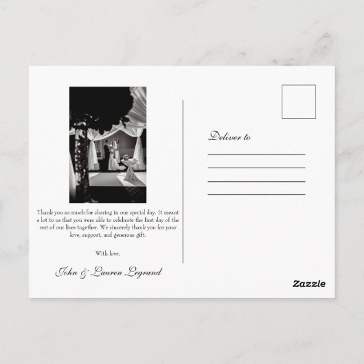 Chic Script Lettered'結婚's Thank You ポストカード (裏面)