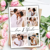 Chic Script Love and Thanks Photo Collage Wedding サンキューカード