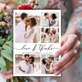Chic Script Love and Thanks Photo Collage Wedding サンキューカード
