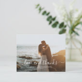 Chic Script Love's 結婚 Thank You Photo ポストカード (スタンド正面)