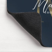 Chic Script Metallic Navy Blue and Gold Monogram マウスパッド (コーナー)