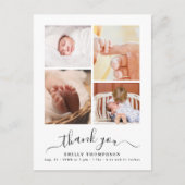 Chic Script Minimalist 4 Photo新生児ありがとう ポストカード (正面)
