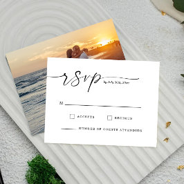 Chic Script Monogram Wedding Response Card セーブザデート