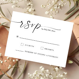 Chic Script Monogram Wedding Response Card セーブザデート