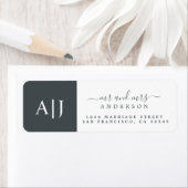 Chic Script Mr Mrs Monogram Return Address ラベル (インサイチュ)