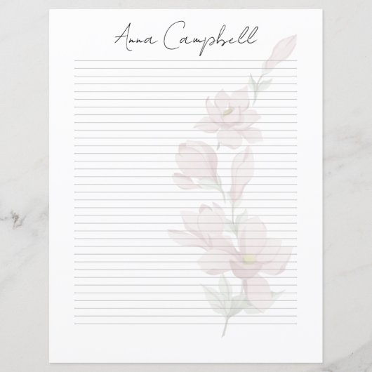 Chic Script Name Custom Monogram Writing Paper (正面)