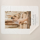 Chic Script Newlywed Mr. Mrs. Monogram Photo シェルパブランケット (正面(横))