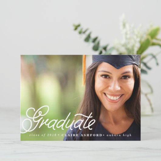 Chic Script Overlay卒業写真招待状 招待状 (スタンド正面)