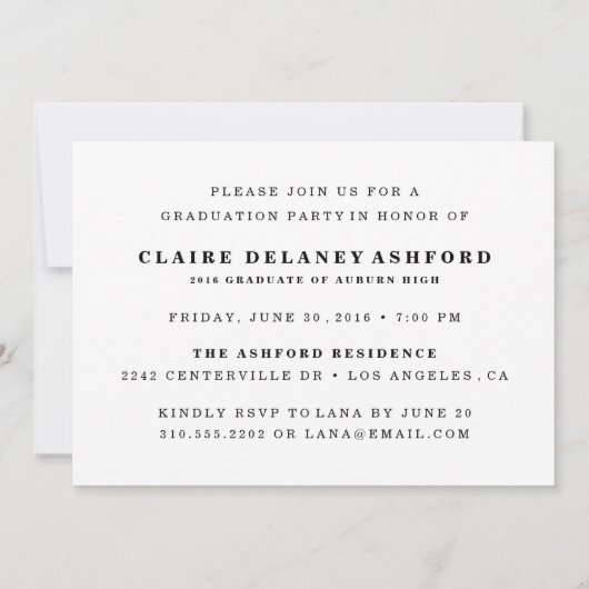 Chic Script Overlay卒業写真招待状 招待状 (裏面)