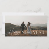Chic Script Panoramic New Year Holiday Photo Card シーズンカード (正面)