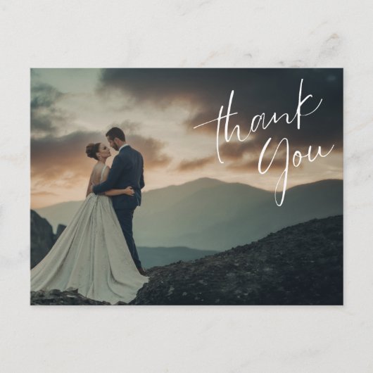 Chic Script Photo 結婚's Thank You ポストカード (正面)
