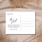 Chic Script Photo 結婚's Thank You ポストカード