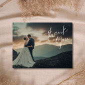 Chic Script Photo 結婚's Thank You ポストカード