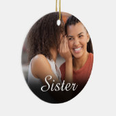 Chic Script Photo Girly Pink Sister Definition セラミックオーナメント (右)