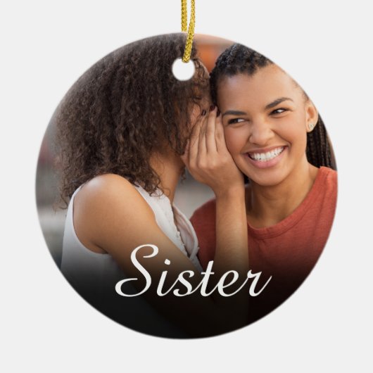 Chic Script Photo Girly Pink Sister Definition セラミックオーナメント (正面)
