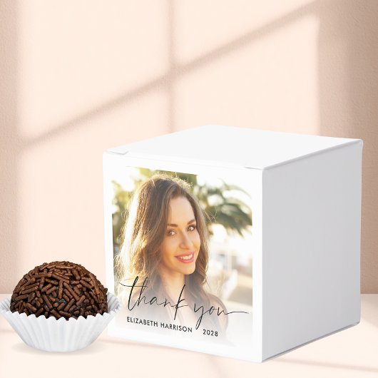 Chic Script Photo Graduation Party Thank You フェイバーボックス